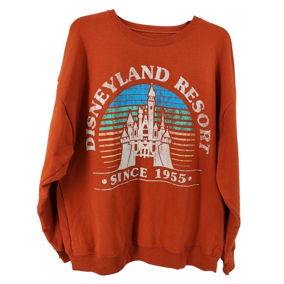 Disneyland Resort XL Retro Style 1955 Graphic Sweatshirt Burnt Orange Pre-Owned - Picture 1 of 3